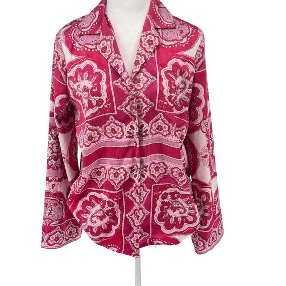 Cupcakes and Cashmere Blouse Gorgeous Pink Paisley Sz XS EUC preppy chic top - Picture 1 of 10